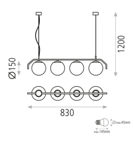 Lámpara led colgante ACB Maui 4L oro viejo