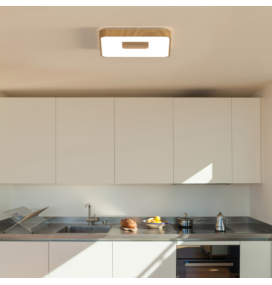 Plafón led Mantra Coin 7918 100W madera cuadrado