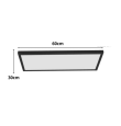 Plafón led superficie rectangular 30x90cm 50W negro