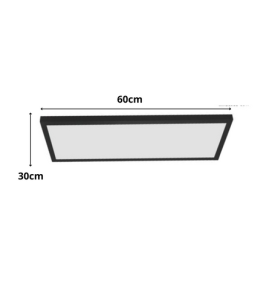 Plafón led superficie rectangular 30x90cm 50W negro