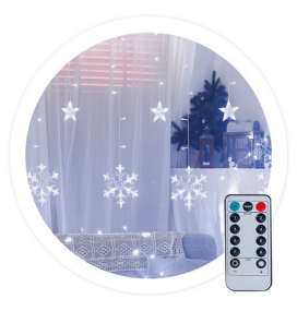 Cortina led estrellas y copos de nieve 3,5m 6000K