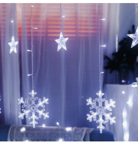 Cortina led estrellas y copos de nieve 3,5m 6000K