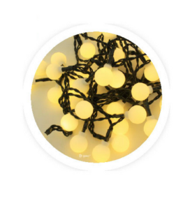 Guirnalda led bolas con cable 4m con pilas cálida