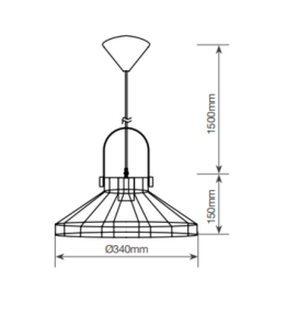 Lámpara colgante decorativa Serie Fundi E27 negra