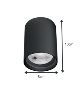 Aplique de superficie negro para bombilla GU10