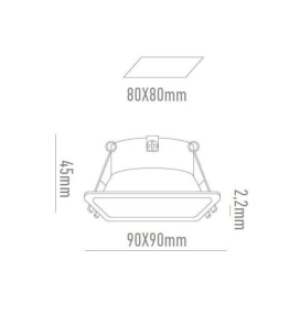 Aplique de techo empotrable NC2152SQFW cuadrado blanco
