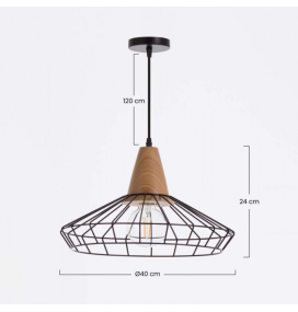 Lámpara colgante decorativa Klobuck E27 Ø40cm negra