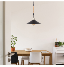 Lámpara colgante decorativa Soga grande E27 cuerda negra
