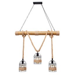 Lámpara colgante decorativa Soga 3xE27 cuerda marrón