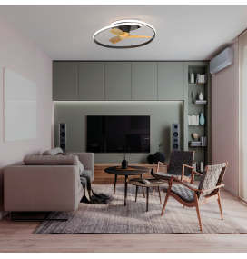 Ventilador de techo led Mantra Ocean 8236 negro y madera regulable