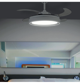 Ventilador led de techo Jueric Niza mini blanco aspas retráctiles