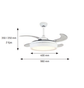 Ventilador led de techo Jueric Niza mini blanco aspas retráctiles
