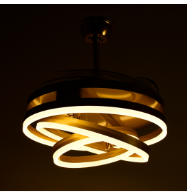 Ventilador de techo led Sfera 36-72W con aspas retráctiles oro