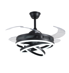 Ventilador de techo led Sfera 72W con aspas retráctiles negro