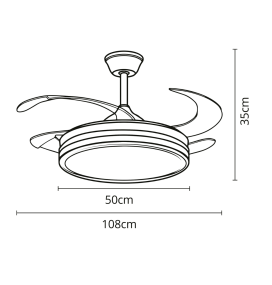 Ventilador de techo led Asgard 72W con aspas retráctiles negro