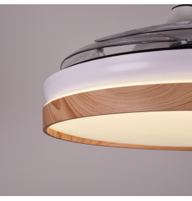 Ventilador de techo led Cosmos 36-72W con aspas retráctiles blanco y haya