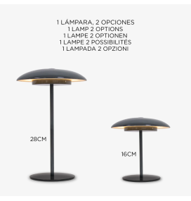 Lámpara led de mesa Newgarden Sardinia 30 con batería recargable antracita