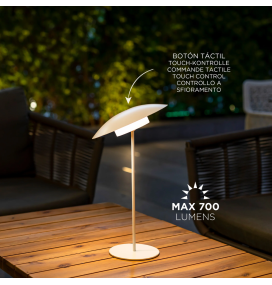 Lámpara led de mesa Newgarden Sardinia 40 con batería recargable blanca