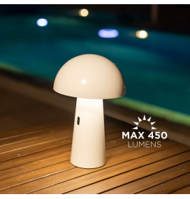 Lámpara led de mesa Newgarden Shitake con batería recargable blanca