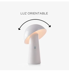 Lámpara led de mesa Newgarden Shitake con batería recargable blanca