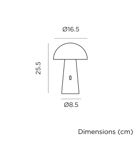 Lámpara led de mesa Newgarden Shitake con batería recargable blanca