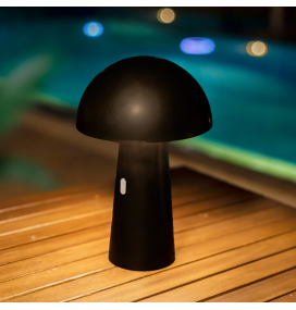 Lámpara led de mesa Newgarden Shitake con batería recargable negra
