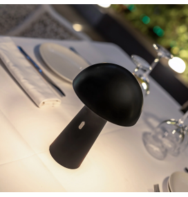 Lámpara led de mesa Newgarden Shitake con batería recargable negra