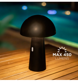 Lámpara led de mesa Newgarden Shitake con batería recargable negra