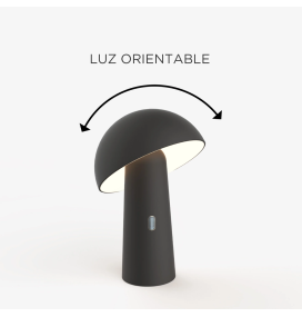 Lámpara led de mesa Newgarden Shitake con batería recargable negra