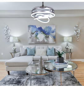 Ventilador de techo led Sfera 36-72W con aspas retráctiles níquel