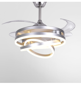 Ventilador de techo led Sfera 36-72W con aspas retráctiles níquel