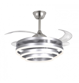 Ventilador de techo led Sfera 36-72W con aspas retráctiles níquel