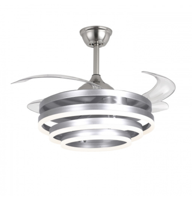 Ventilador de techo led Sfera 36-72W con aspas retráctiles níquel