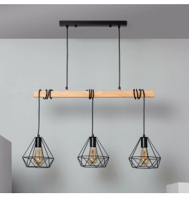 Lámpara colgante decorativa Sara 3xE27 negra