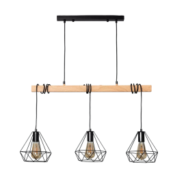 Lámpara colgante decorativa Sara 3xE27 negra