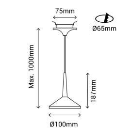 Lámpara colgante led Sulion Rita negra 7W