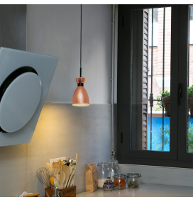 Lámpara colgante decorativa Faro Retro E14 cobre y negra