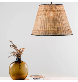 Lámpara colgante decorativa Faro Samba E27 15W negra/ratán