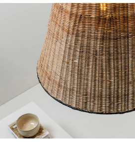 Lámpara colgante decorativa Faro Samba E27 15W negra/ratán