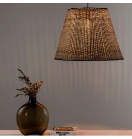 Lámpara colgante decorativa Faro Samba E27 15W negra/ratán