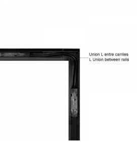 Conector unión L para carril de superficie Slim magnético negro
