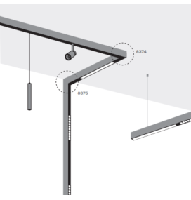 Conector unión L para carril de superficie magnético negro