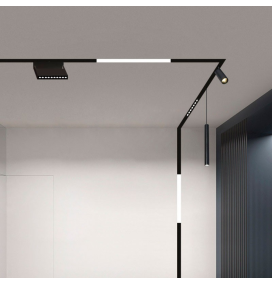 Conector unión L para carril de empotrar magnético negro