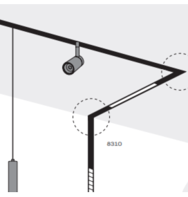 Conector interior para carril de empotrar magnético negro