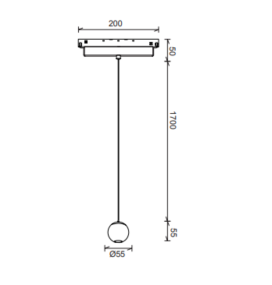 Foco colgante led carril magnético Bola 7W negro/oro