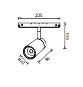 Foco led carril magnético 5W negro/oro