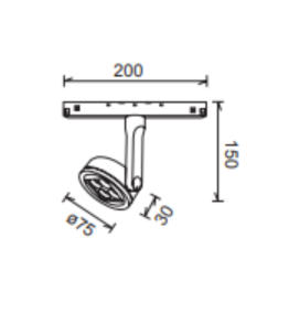 Foco led carril magnético 10W negro