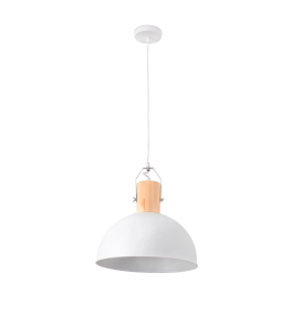 Lámpara colgante decorativa Faro Margot E27 blanca y madera