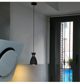 Lámpara colgante decorativa Faro Retro E14 negra y cromo