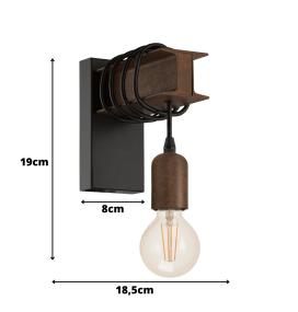 Aplique de pared Eglo Townshend 4 marrón y negro